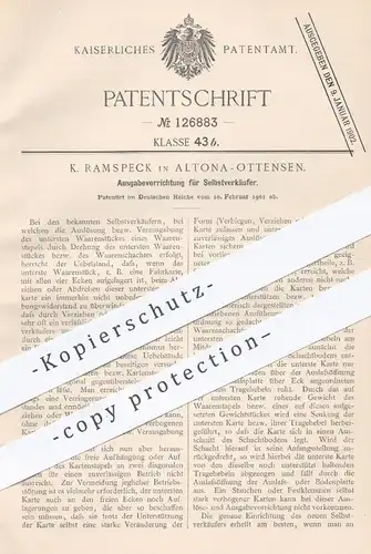 original Patent - K. Ramspeck , Hamburg Altona Ottensen , 1901 , Ausgabe für Selbstverkäufer | Verkaufsautomat , Automat