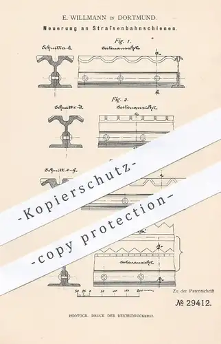 original Patent - E. Willmann in Dortmund , 1884 , Straßenbahnschienen | Straßenbahn , Straßenbahnen , Schienen !!!