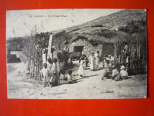 alte AK Arzew bei Oran i. Algerien - Dorf mit Kindern , gel.1913 !!!