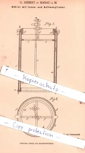 original Patent - G. Siebert in Hanau a. M. , 1900 , Kühler mit Innen- und Außencylinder !!!