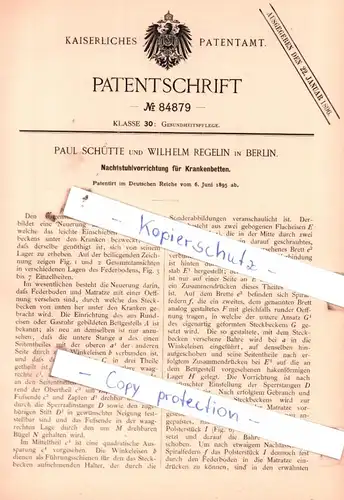 original Patent - Paul Schütte und Wilhelm Regelin in Berlin , 1895 , Gesundheitspflege !!!