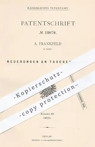 original Patent - A. Frankfeld , Genf , 1880 , Taschenuhr , Taschenuhren | Uhr , Uhren , Uhrwerk , Uhrmacher !!!