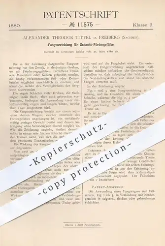 original Patent - A. Theodor Tittel , Freiberg , 1880 , Fangvorrichtung für Schacht - Fördergefäße | Bergbau , Kohle !!!