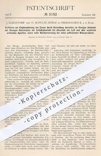 original Patent - J. Barnsdorf , H. Schulze Berge , Oberhausen / Ruhr , 1877 , Entphosphorung von Eisen | Eisenerzeugung