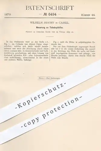 original Patent - Wilhelm Imhoff in Kassel , 1879 , Tabakspfeife , Tabakspfeifen | Pfeife , Pfeifen , Tabak , Rauchen !!