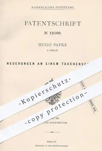 original Patent - Hugo Papke in Berlin , 1880 , Taschenschirm | Schirm , Schirme , Regenschirm , Sonnenschirm !!!