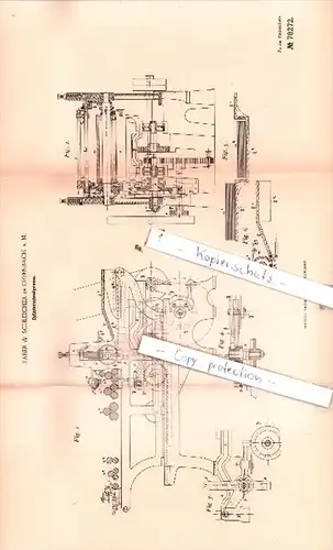 Original Patent  - Faber & Schleicher in Offenbach a. M. , 1894 , Cylinderschnellpresse !!!