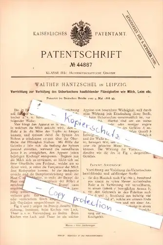 Original Patent  - Walther Häntzschel in Leipzig , 1888 , Hauswithschaftliche Geräthe !!!