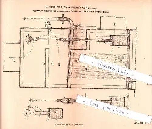 Original Patent  -  De Dietrich & Co. in Niederbronn i. Elsass , 1884 , Instrumente !!!