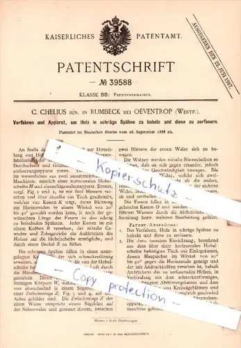 Original Patent  - C. Chelius jun. in Rumbeck bei Oeventrop , Westf. , 1886 , !!!