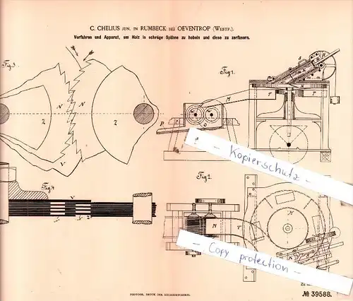 Original Patent  - C. Chelius jun. in Rumbeck bei Oeventrop , Westf. , 1886 , !!!