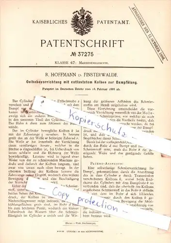 Original Patent  - R. Hoffmann in Finsterwalde , 1886 , Maschinenelemente !!!