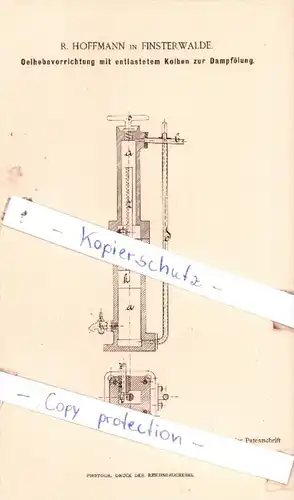 Original Patent  - R. Hoffmann in Finsterwalde , 1886 , Maschinenelemente !!!