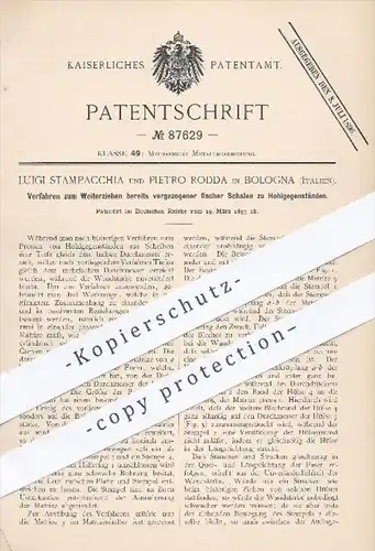 original Patent - Luigi Stampacchia , Pietro Rodda , Bologna , Italien , 1895 , Pressen von Hohlgegenständen , Metall !!