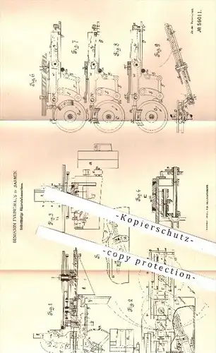 original Patent - B. Evringhaus , Barmen  1890 , Selbsttätige Räderstoßmaschine , Zahnräder , Metall , Metallbearbeitung