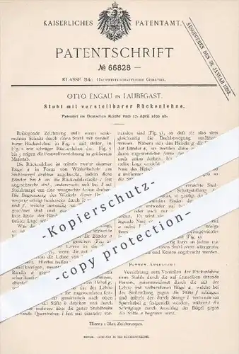 original Patent - Otto Engau in Laubegast , 1892 , Stuhl mit verstellbarer Rückenlehne , Stühle , Möbel , Möbelbauer !!!