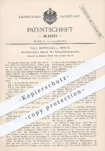 original Patent - P. Brennicke , Berlin , 1891 , Verstellbare Büste für Schneiderzwecke , Schneider , Schneiderei , Mode