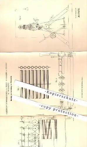 original Patent - F. Scherrbacher u. E. Buchheim , Feucht / Nürnberg , 1881 , Herstellung von Rohrmatten , Rohr , Weber