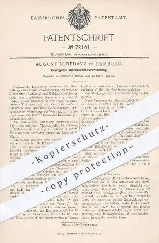 original Patent - August Lobedanz , Hamburg , 1893 , Bewegliche Bierausschankvorrichtung , Bier , Bierfass , Gastronomie
