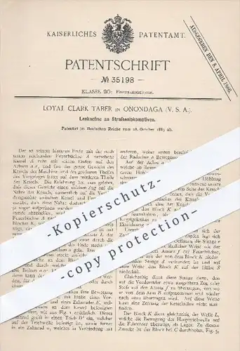 original Patent - Loyal Clark Taber , Onondaga USA , 1885 , Lenkachse an Straßen - Lokomotiven , Eisenbahnen , Eisenbahn