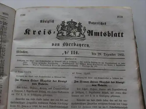 4 Bde. Königlich Bayerisches Kreis-Amtsblatt Jahrgang 1858-1878 , Oberbayern !!!