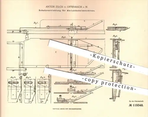 original Patent - A. Zilch , Offenbach  Main , 1900 , Schutz an Abrichthobelmaschinen , Hobel , Hobeln , Holz , Tischler