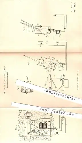 original Patent - Franz Fenzl , Essen / Ruhr , 1900 , Elektrischer Riegelverschluss , Riegel , Türschloss , Eisenbahn !!