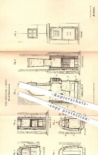 original Patent - Paul Maruschke in Berlin , 1895 , Ofen mit Rauchverzehrung , Öfen , Ofenbauer , Heizung , Feuerung !!!