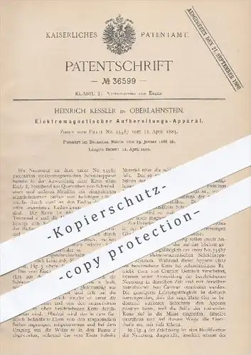 original Patent - Heinr. Kessler in Oberlahnstein , 1886 , Elektromagnetische Aufbereitung , Erz , Erze , Eisen , Metall