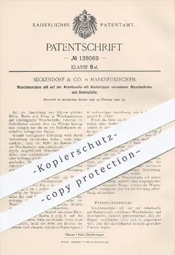 original Patent - Seckendorf & Co. Markneukirchen , 1901 , Waschmaschine , Waschen , Wäsche , Haushalt , Hauswirtschaft