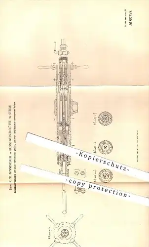 original Patent - R. W. Dinnendahl , Kunstwerkerhütte / Steele 1891 , Gestein - Bohrmaschine , Bergbau , Bohren , Bohrer