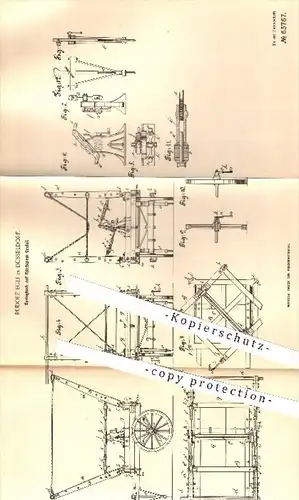 original Patent - R. Egli , Düsseldorf  1891 , Springtuch auf fahrbarem Gestell , Sprungtuch , Feuerwehr , Feuerwehrmann