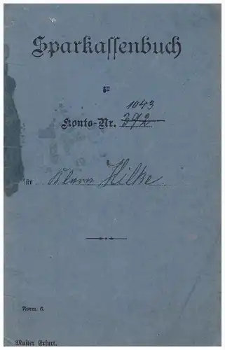 Sparkassenbuch K. Hilke in Niederzimmern , 1909-1944 , Grammetal , Sparkasse , Bank !!!