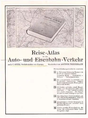 Konvolut Werbung / Reklame - Eisenbahn und Auto Atlas , Reiseatlas , J.J. Arnd in Leipzig , Reise !!!