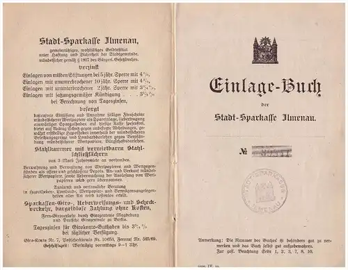 Sparbuch Ilmenau 1921-23 , Frieda Brehme , Bank , Sparkasse !!!