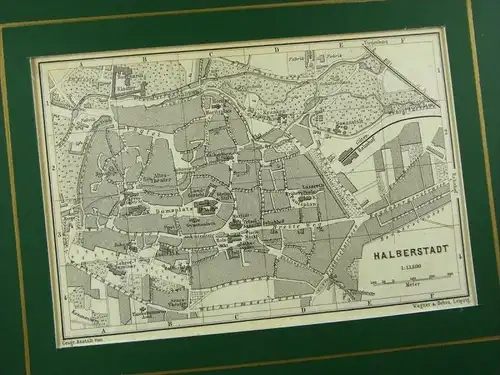 alte Holzstiche Halberstadt 1883 in schönen Rahmen !!!