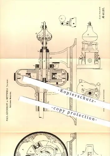 original Patent - Paul Kirchhoff in Mittweida , 1887 , Rotierende Maschine , Rotation , Pumpe , Pumpen , Oldham !!!