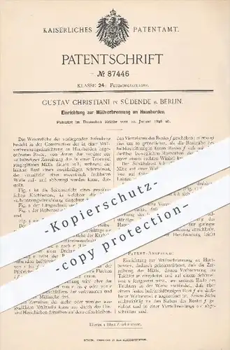 original Patent - Gustav Christiani , Südende / Berlin , 1896 , Müllverbrennung am Hausherd , Herd , Feuerung , Ofen !!!