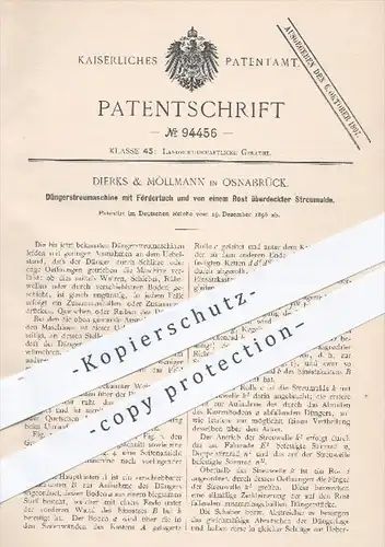 original Patent - Dierks & Möllmann in Osnabrück , 1896 , Düngerstreumaschine mit Fördertuch , Düngen , Landwirtschaft !