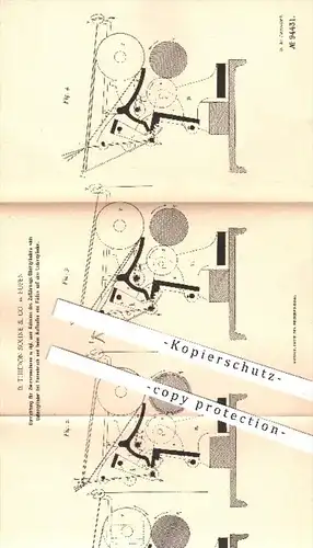 original Patent - B. Thieron Söhne & Co. , Eupen 1897 , Abheben der Zuführungs-Oberzylinder an Zwirnmaschinen , Spinnen
