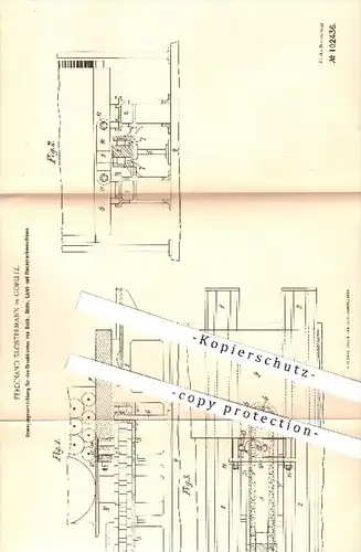 original Patent - F. Klostermann , Görlitz , 1897 , Bewegung der Druckkarren von Druckmaschinen , Druck , Buchdruck !!!