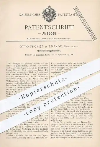 original Patent - Otto Froriep in Rheydt , 1894 , Winkeleisenbiegemaschine , Metall , Metallbearbeitung , Eisen !!!