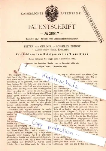 Original Patent  - Pieter van Gelder in Sowerby Bridge , Grafsch. York, England , 1883 , !!!