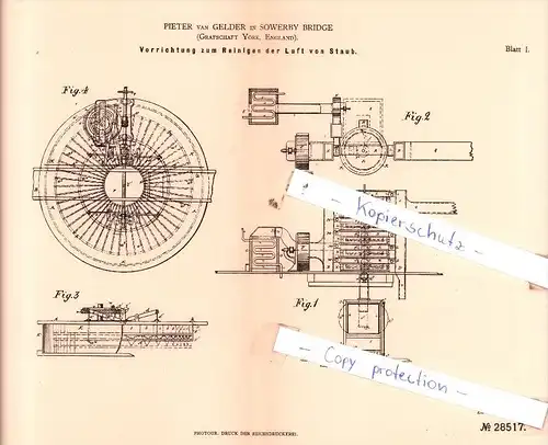 Original Patent  - Pieter van Gelder in Sowerby Bridge , Grafsch. York, England , 1883 , !!!
