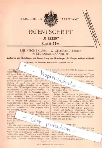 Original Patent  - Rheinische Gummi- & Celluloid-Fabrik in Neckarau-Mannheim , 1899 , !!!