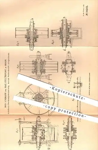 original Patent - M. Lohmann & M. Stolterfoht / Berlin , 1885 , Lösbare Reibungskupplung , durch Federkraft eingerückt !