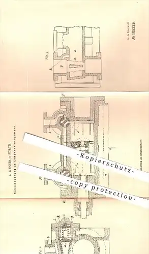 original Patent - L. Wepner in Fürth , 1898 , Hahnsteuerung an Kompressionspumpen , Pumpen , Pumpe , Kompression , Eis