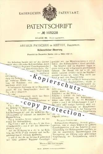original Patent - Arthur Patschke , Rheydt , 1898 , Kolbenschieber - Steuerung , Dampfmaschinen , Motor , Motoren !!!
