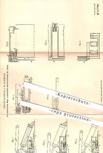 original Patent - J. Himmeter , Mönchengladbach , 1900 , auf elektr. Weg auszulösende Sperrung für Türen , Türschloss !!