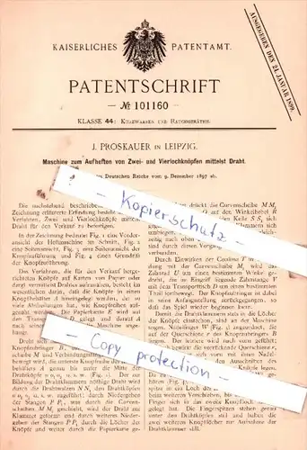 Original Patent  - J. Proskauer in Leipzig , 1897 , Kurzwaaren und Rauchgeräthe !!!